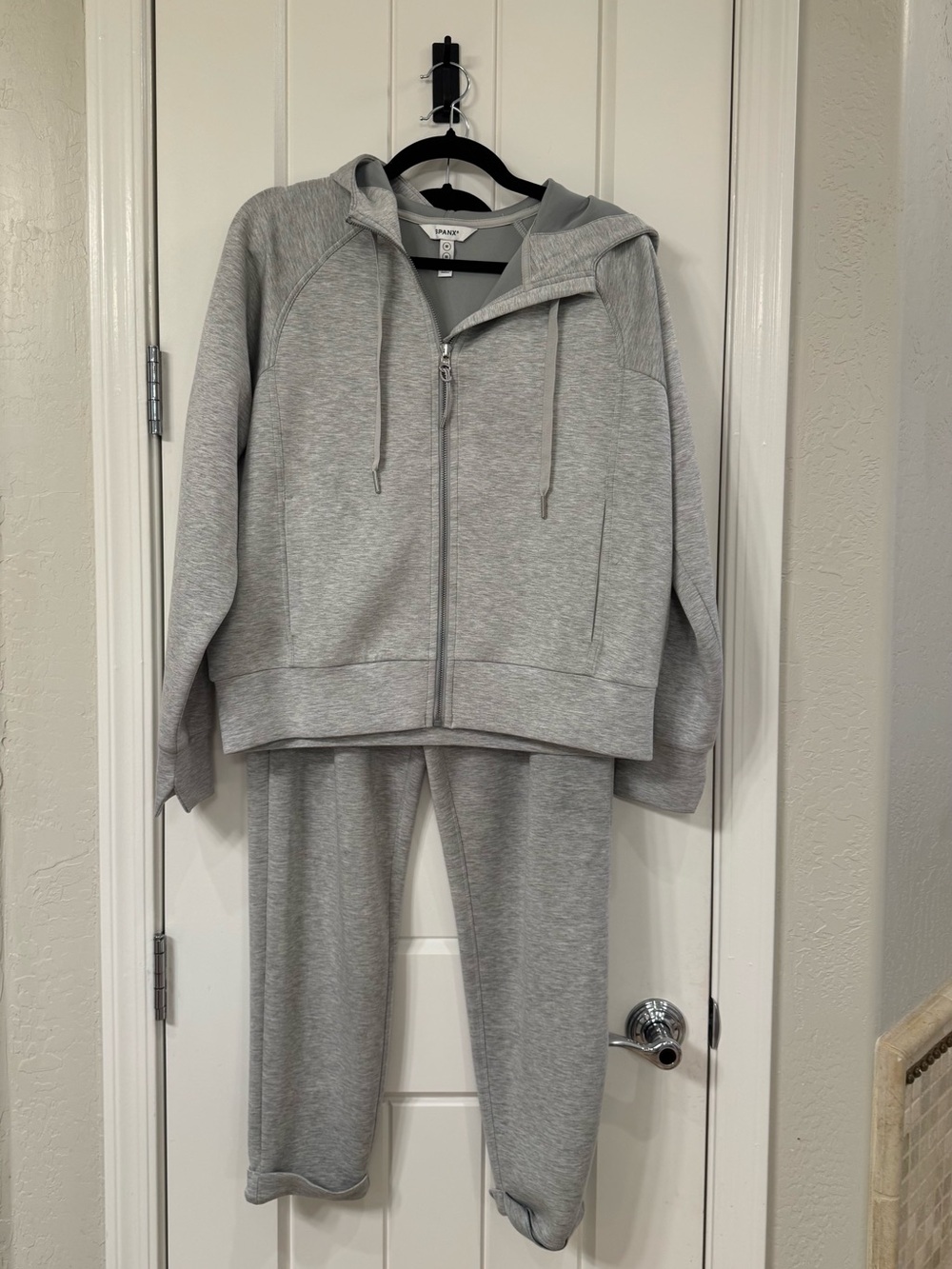 SPANX Air essentials Heather Gray Cozy Lounge Pants and jacket